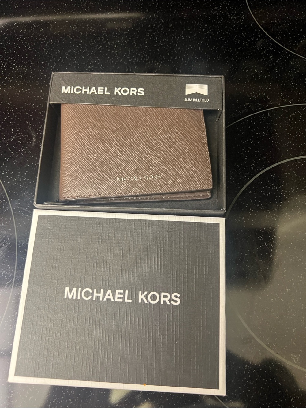 Michael Kors Brown Saffiano Leather Money Wallet with Logo